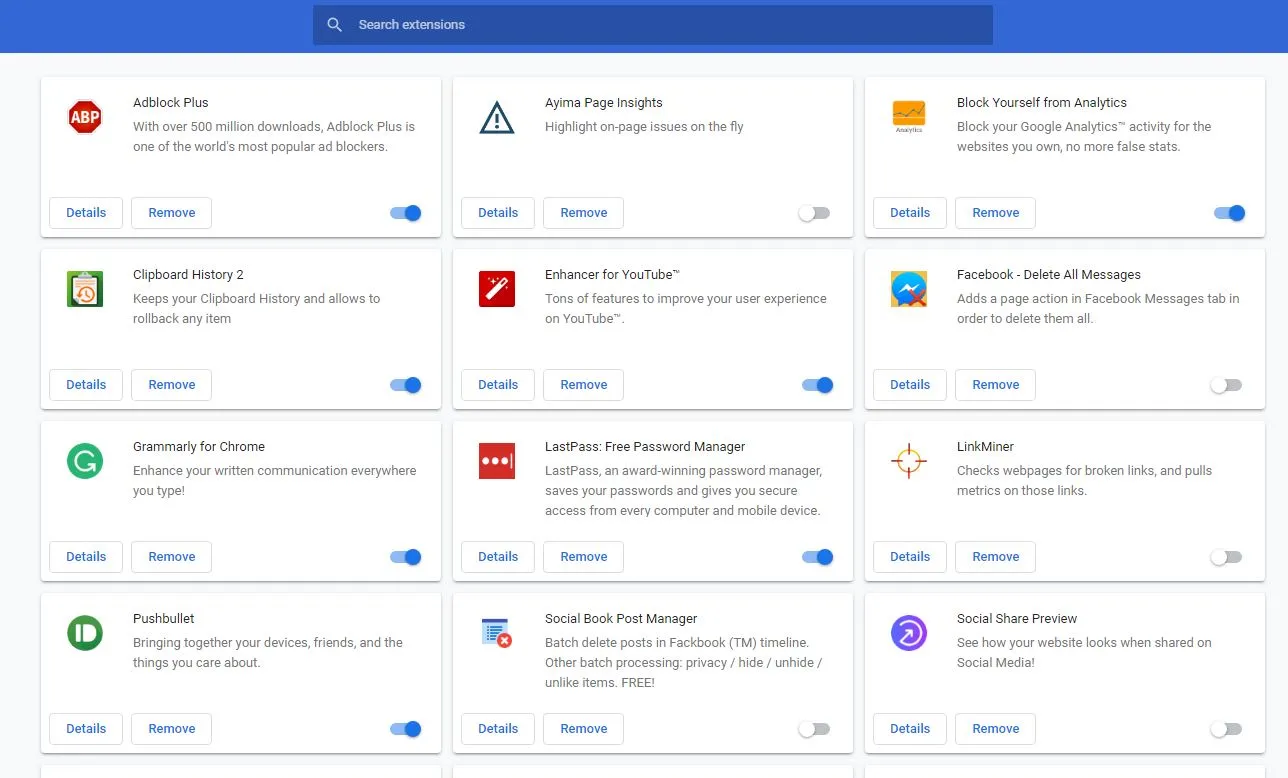 Chrome extension manager