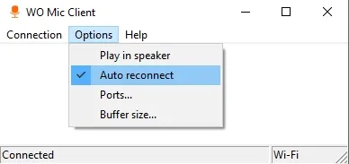 WO Mic desktop client connected to phone microphone