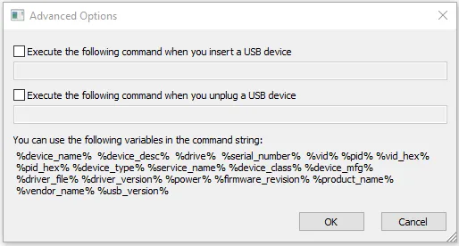 advanced options of usbdeview