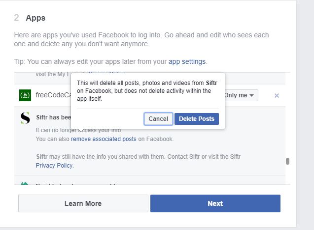 facebook quick privacy checkup apps screen facebook quick privacy checkup apps screen