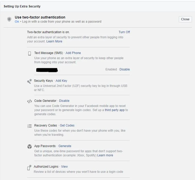 facebook settings two factor authentication screen facebook settings two factor authentication screen