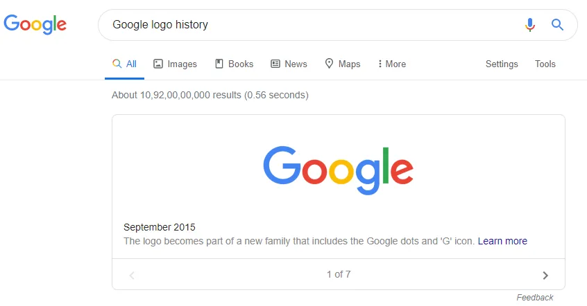 Timeline of Google logo designs from 1998 to present