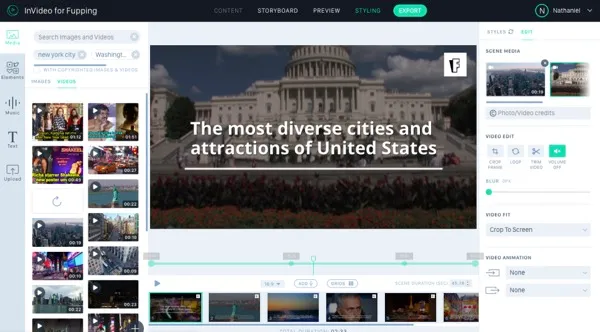 InVideo editor with templates for quick editing