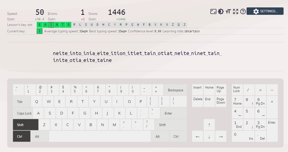 Keybr adaptive typing practice