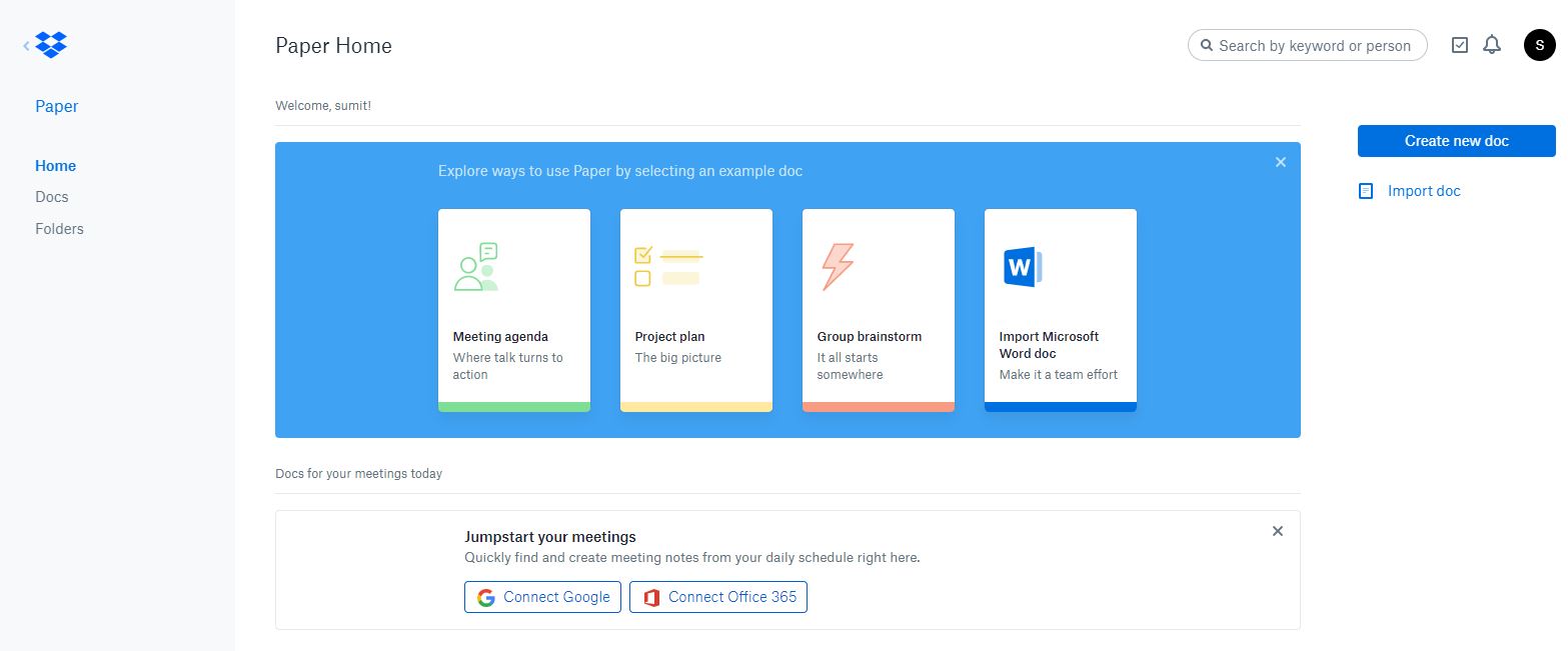 Dropbox Paper document