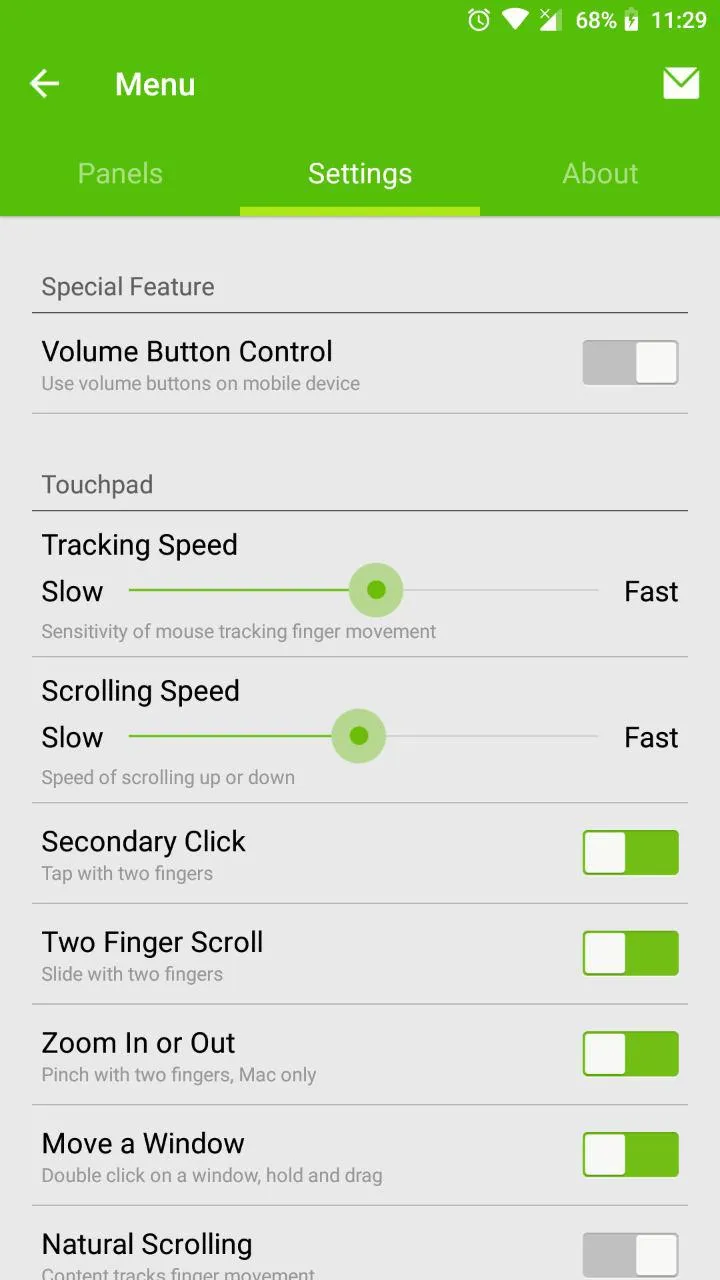 Remote Mouse app settings for controlling PC from smartphone