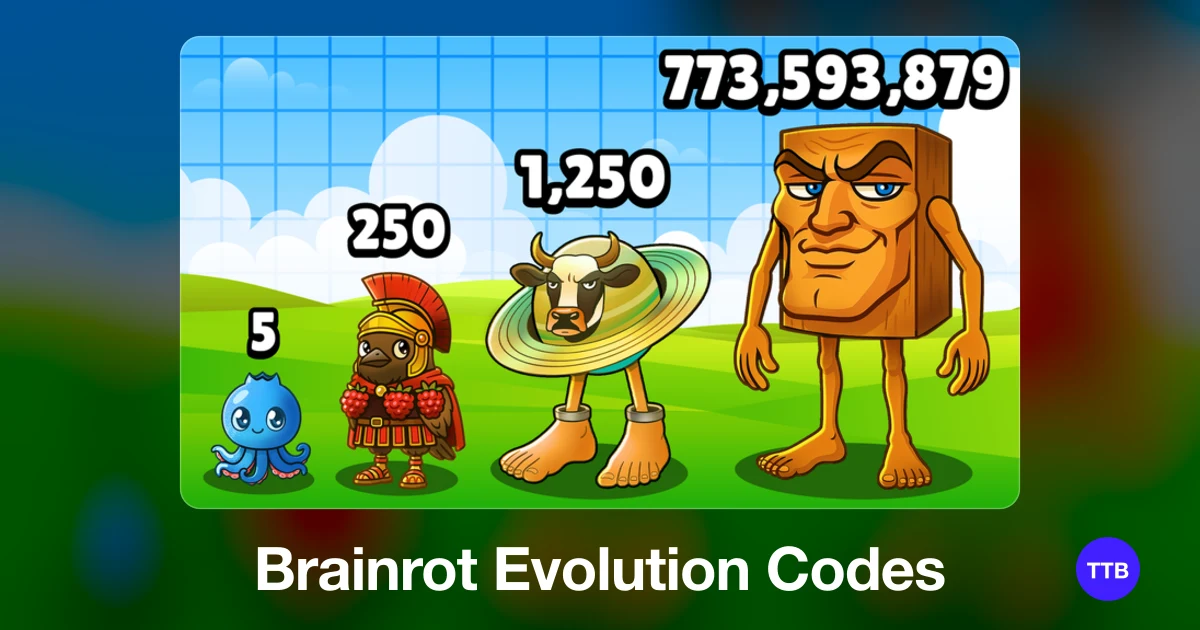 Brainrot Evolution codes cover: the official Roblox game image with the game name