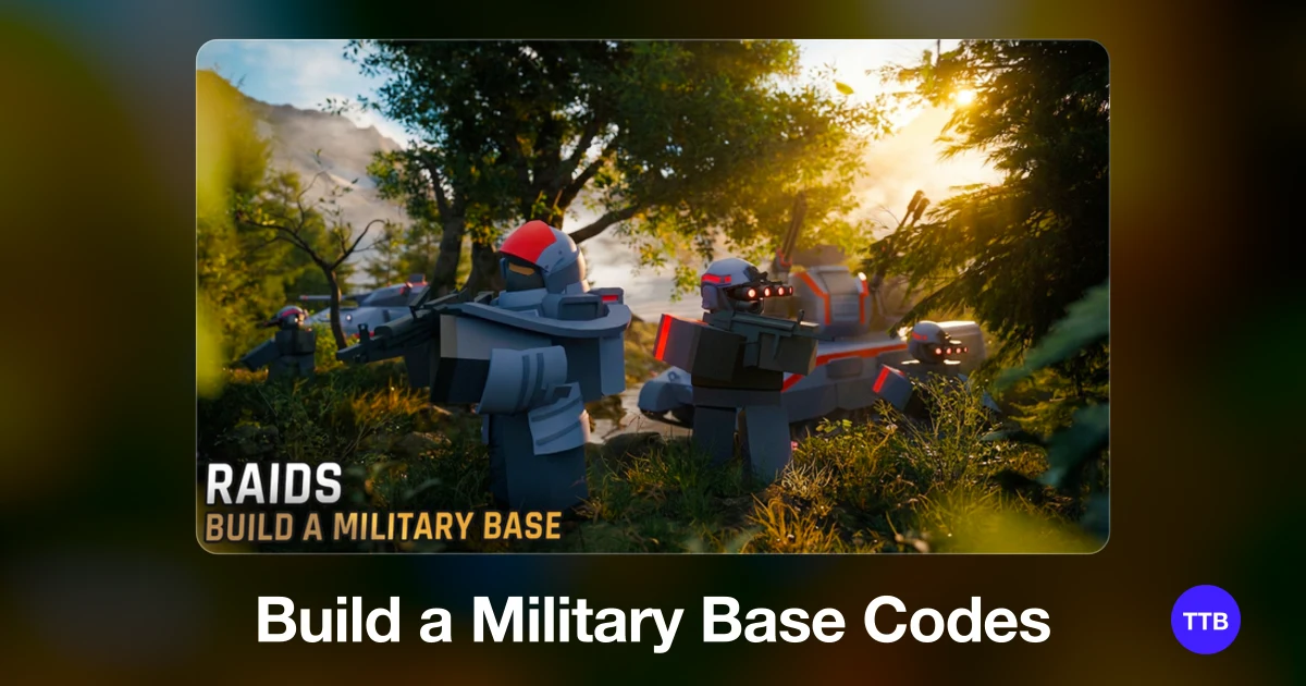 Build a Military Base codes cover: the official Roblox game image with the game name