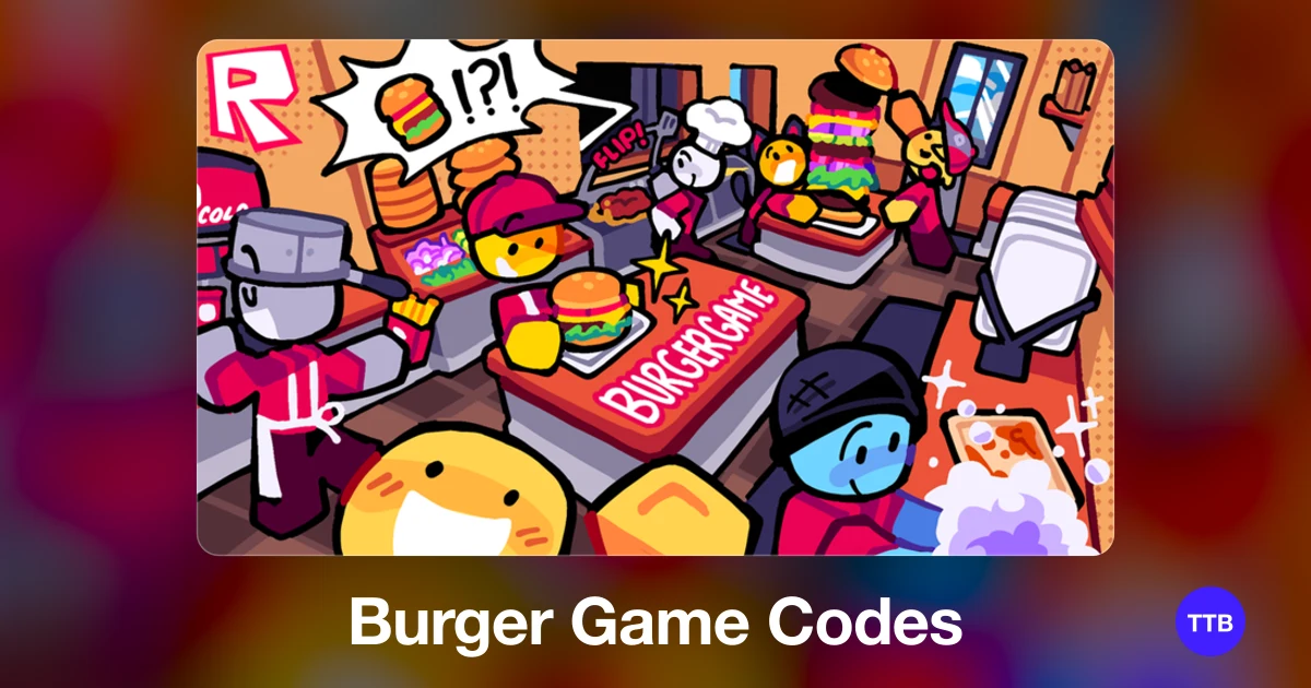 Burger Game codes cover: the official Roblox game image with the game name