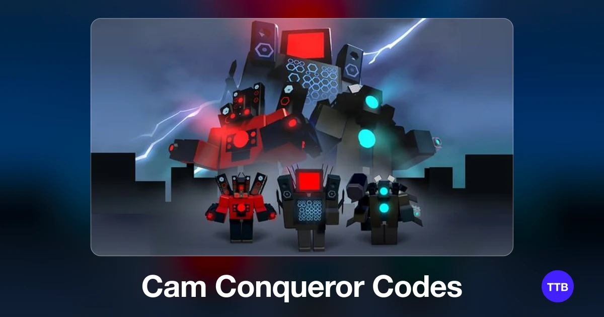Cam Conqueror codes cover: the official Roblox game image with the game name