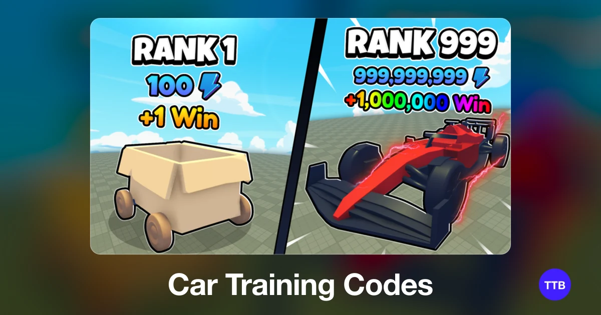 Car Training codes cover: the official Roblox game image with the game name
