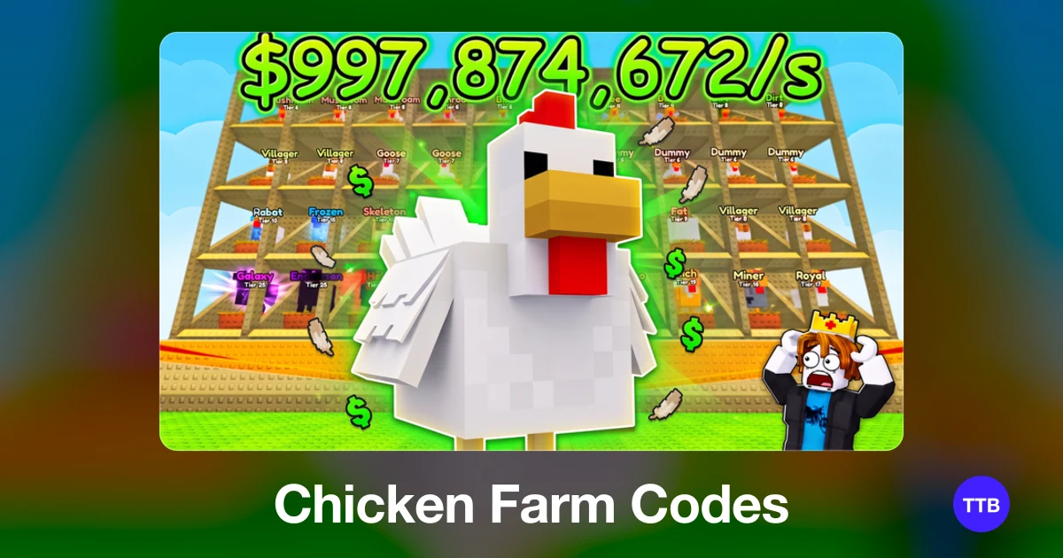 Chicken Farm codes cover: the official Roblox game image with the game name