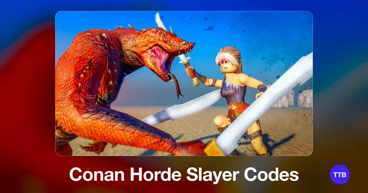 Conan Horde Slayer codes cover: the official Roblox game image with the game name