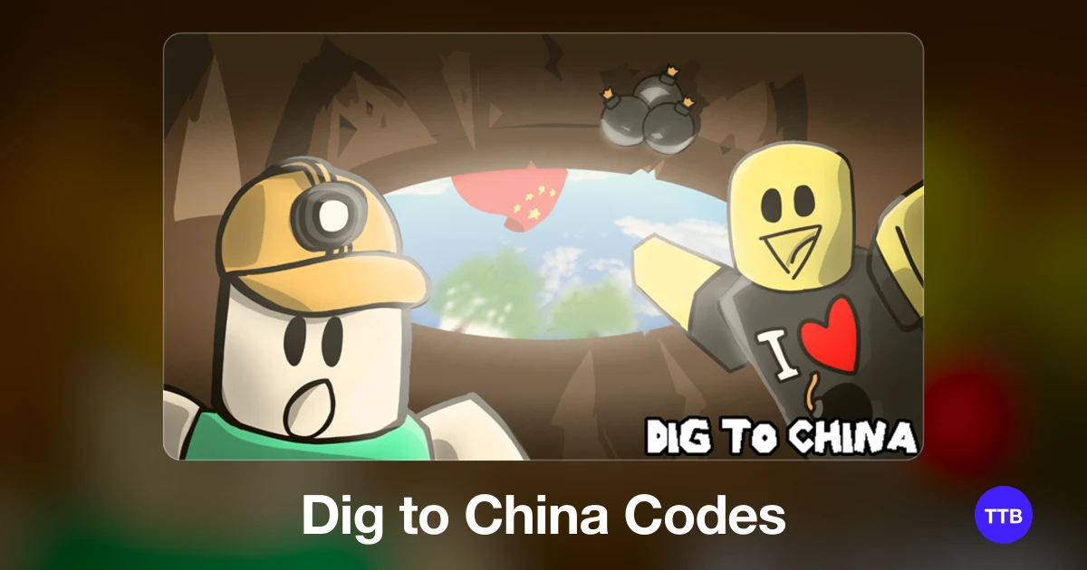 Dig to China codes cover: the official Roblox game image with the game name