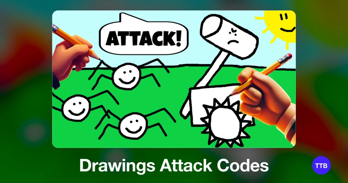 Drawings Attack codes cover: the official Roblox game image with the game name