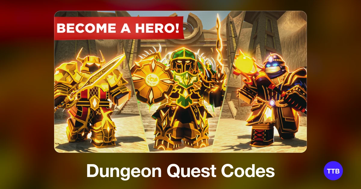 Dungeon Quest codes cover: the official Roblox game image with the game name
