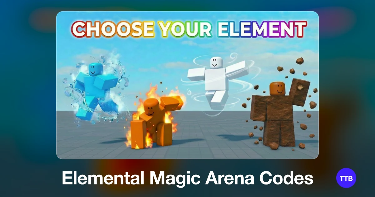 Elemental Magic Arena codes cover: the official Roblox game image with the game name