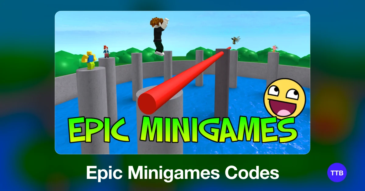 Epic Minigames codes cover: the official Roblox game image with the game name