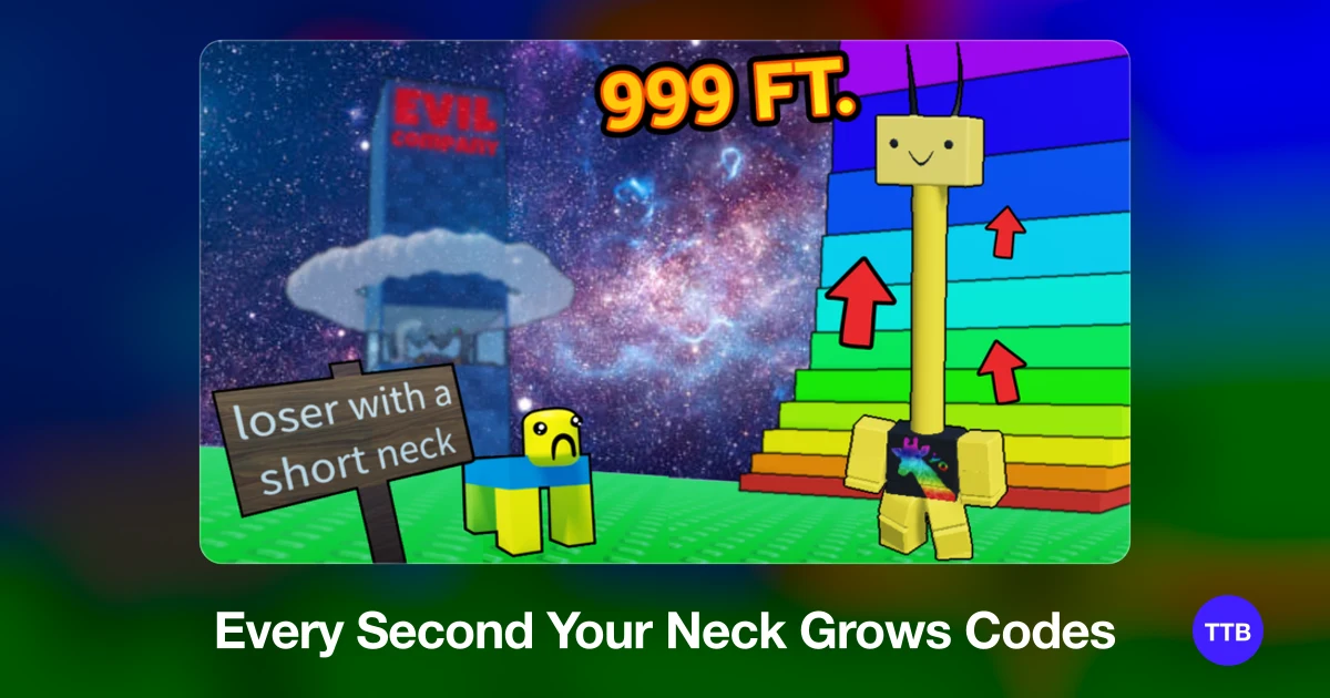Every Second Your Neck Grows codes cover: the official Roblox game image with the game name