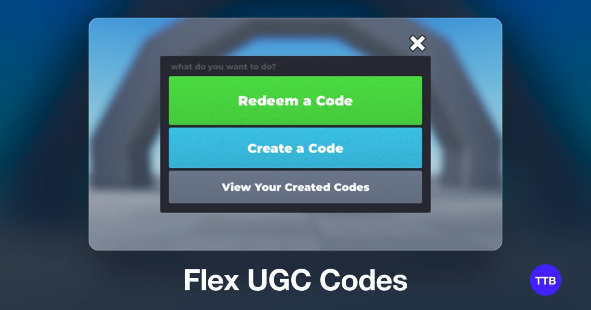 Flex UGC codes cover: the official Roblox game image with the game name