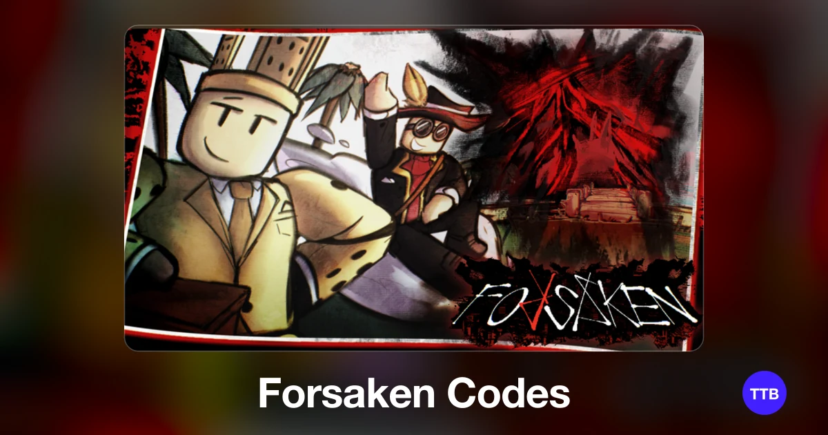 Forsaken codes cover: the official Roblox game image with the game name