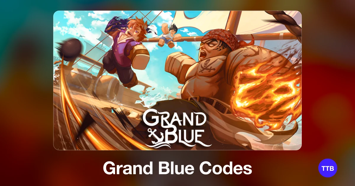 Grand Blue codes cover: the official Roblox game image with the game name