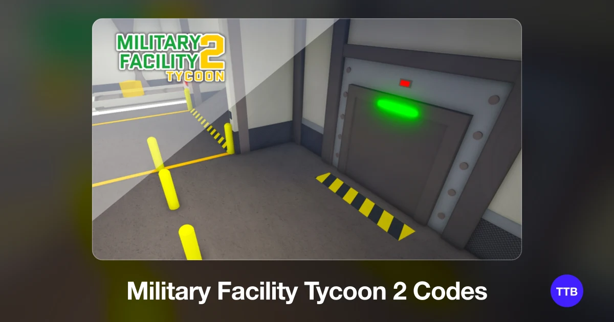 Military Facility Tycoon 2 codes cover: the official Roblox game image with the game name