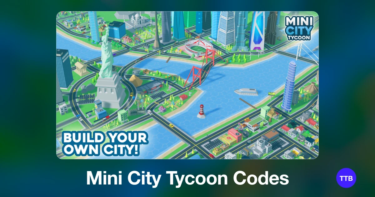 Mini City Tycoon codes cover: the official Roblox game image with the game name