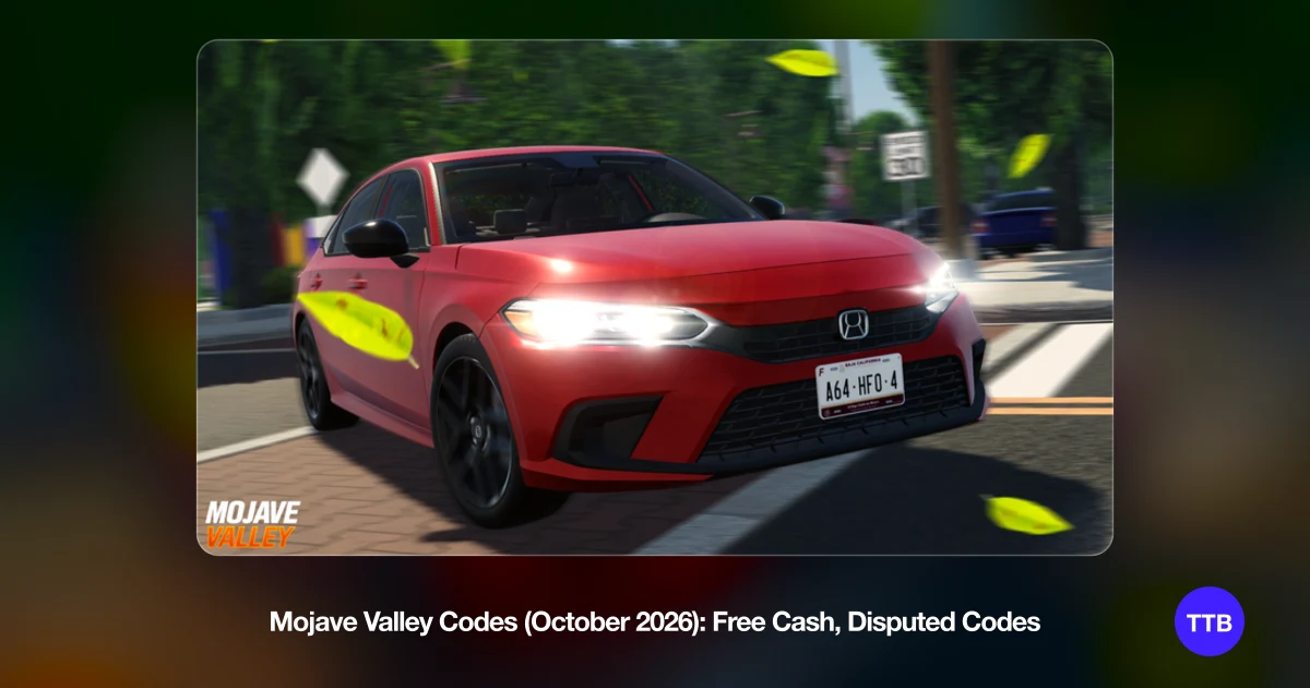 Mojave Valley Codes (October 2026): Free Cash, Disputed codes cover: the official Roblox game image with the game name