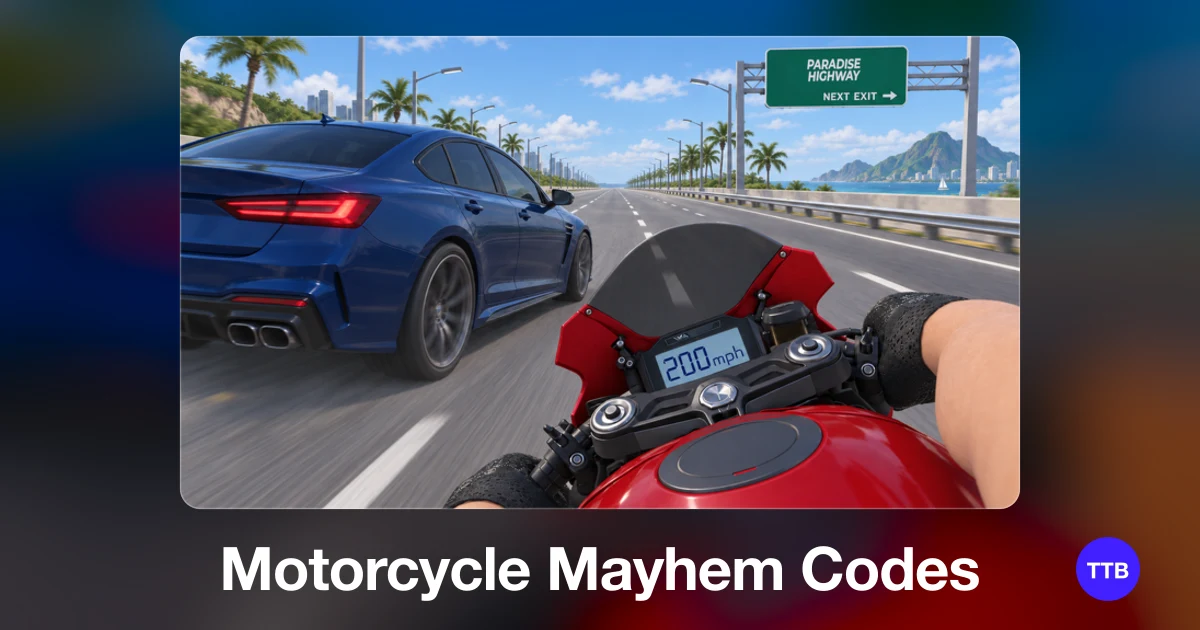 Motorcycle Mayhem codes cover: the official Roblox game image with the game name