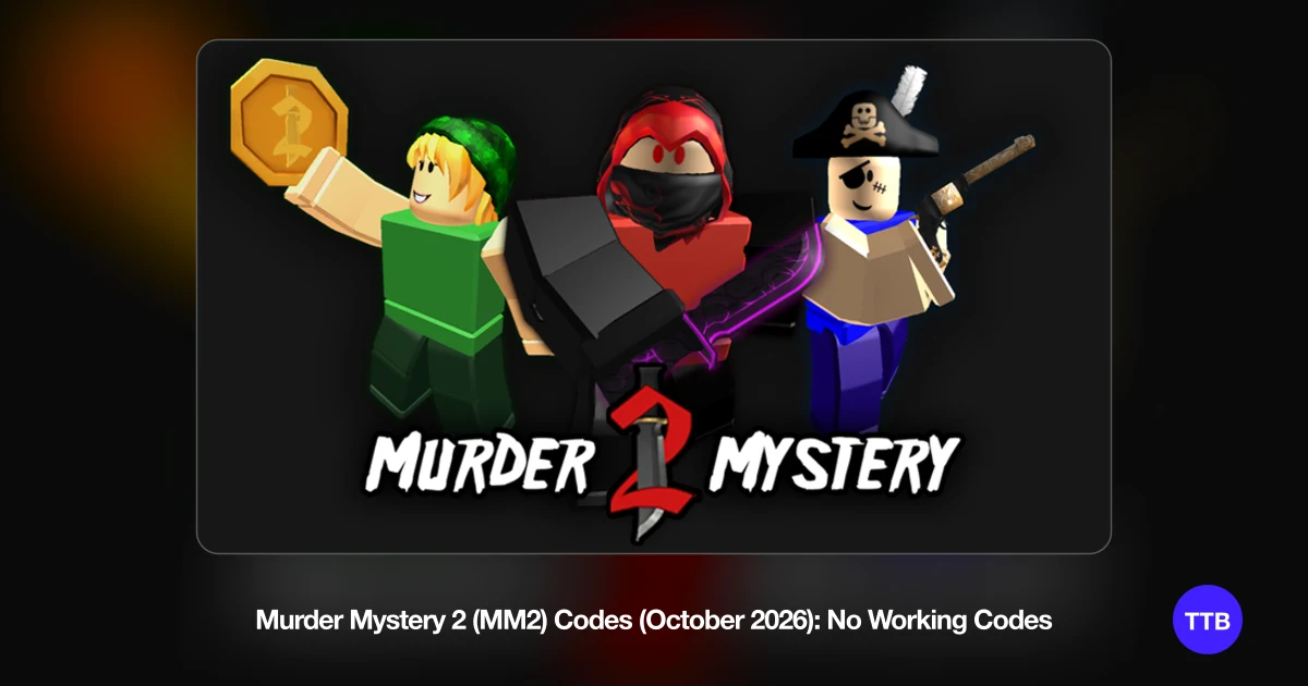 Murder Mystery 2 (MM2) Codes (October 2026): No Working codes cover: the official Roblox game image with the game name