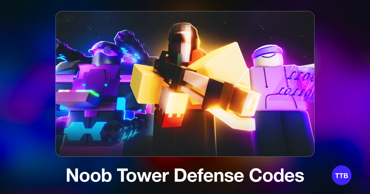 Noob Tower Defense codes cover: the official Roblox game image with the game name