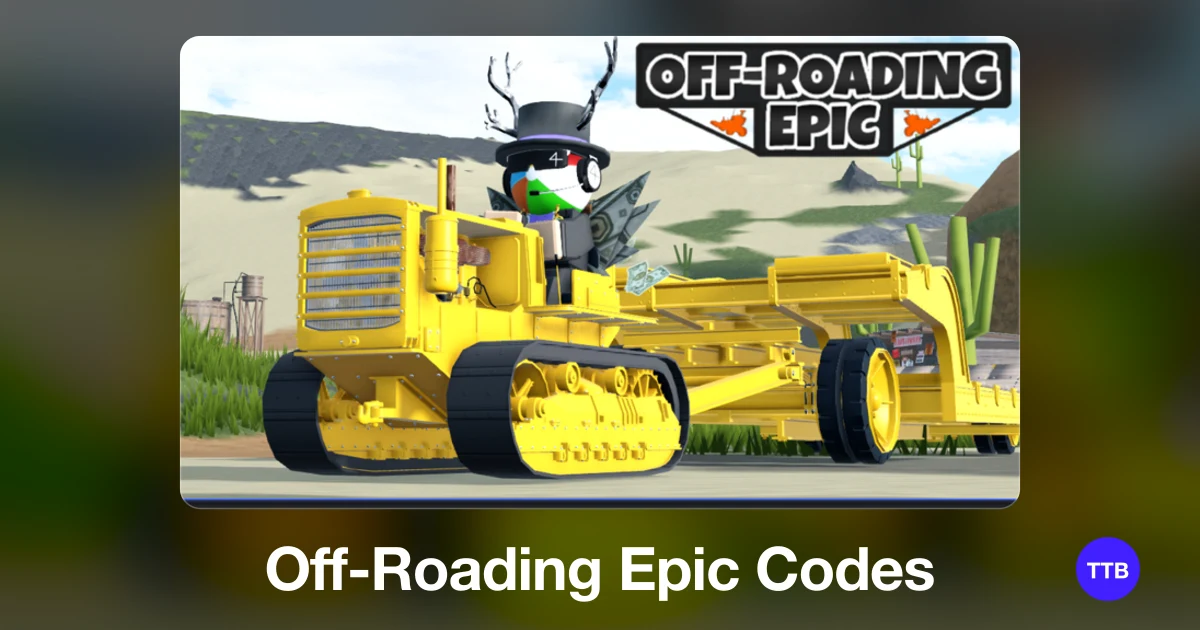 Off-Roading Epic codes cover: the official Roblox game image with the game name