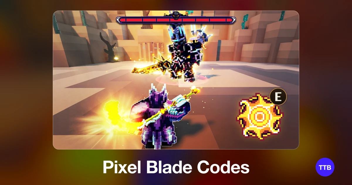 Pixel Blade codes cover: the official Roblox game image with the game name