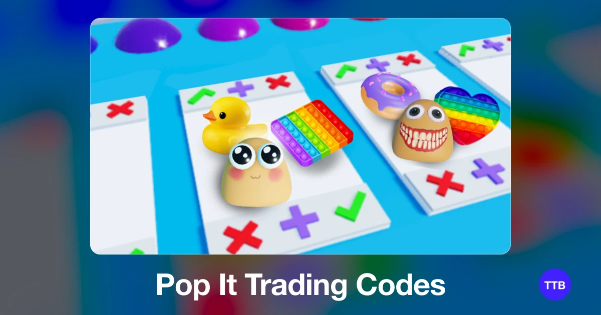 Pop It Trading codes cover: the official Roblox game image with the game name