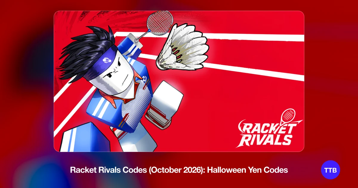 Racket Rivals Codes (October 2026): Halloween Yen codes cover: the official Roblox game image with the game name