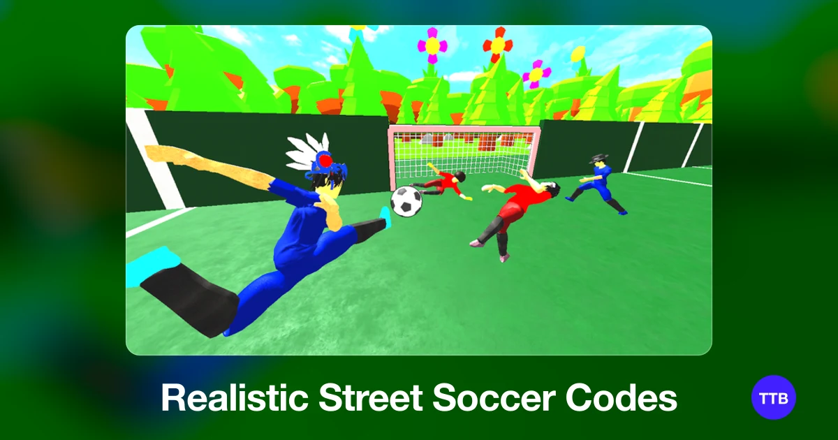 Realistic Street Soccer codes cover: the official Roblox game image with the game name