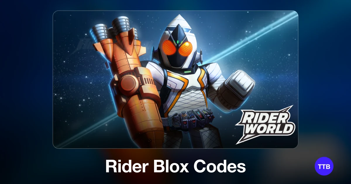 Rider Blox codes cover: the official Roblox game image with the game name