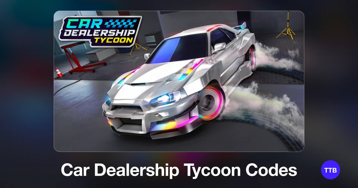 Car Dealership Tycoon codes cover: the official Roblox game image with the game name