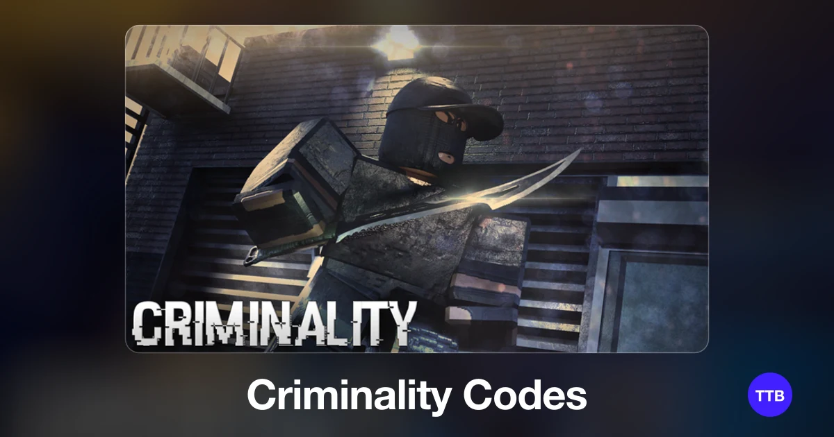 Criminality codes cover: the official Roblox game image with the game name