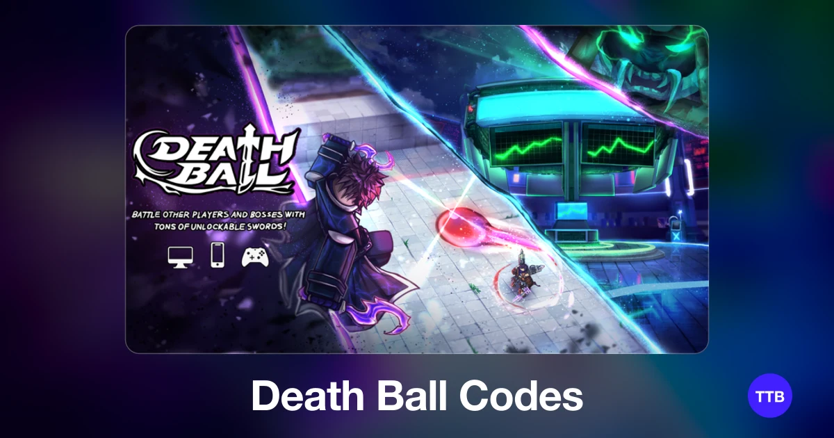Death Ball codes cover: the official Roblox game image with the game name