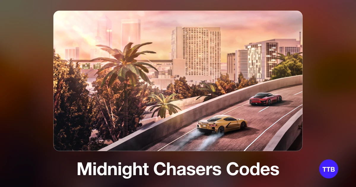 Midnight Chasers codes cover: the official Roblox game image with the game name
