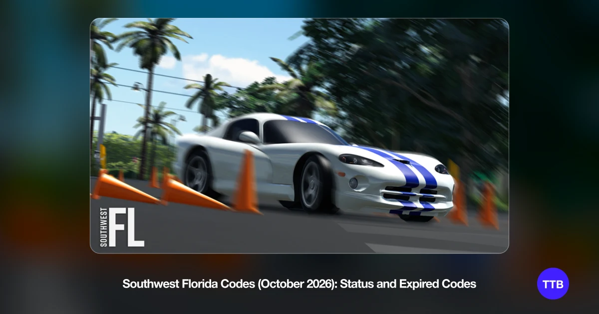 Southwest Florida Codes (October 2026): Status and Expired codes cover: the official Roblox game image with the game name