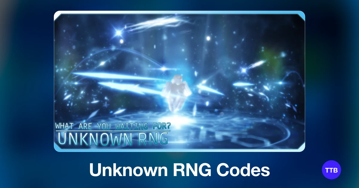 Unknown RNG codes cover: the official Roblox game image with the game name