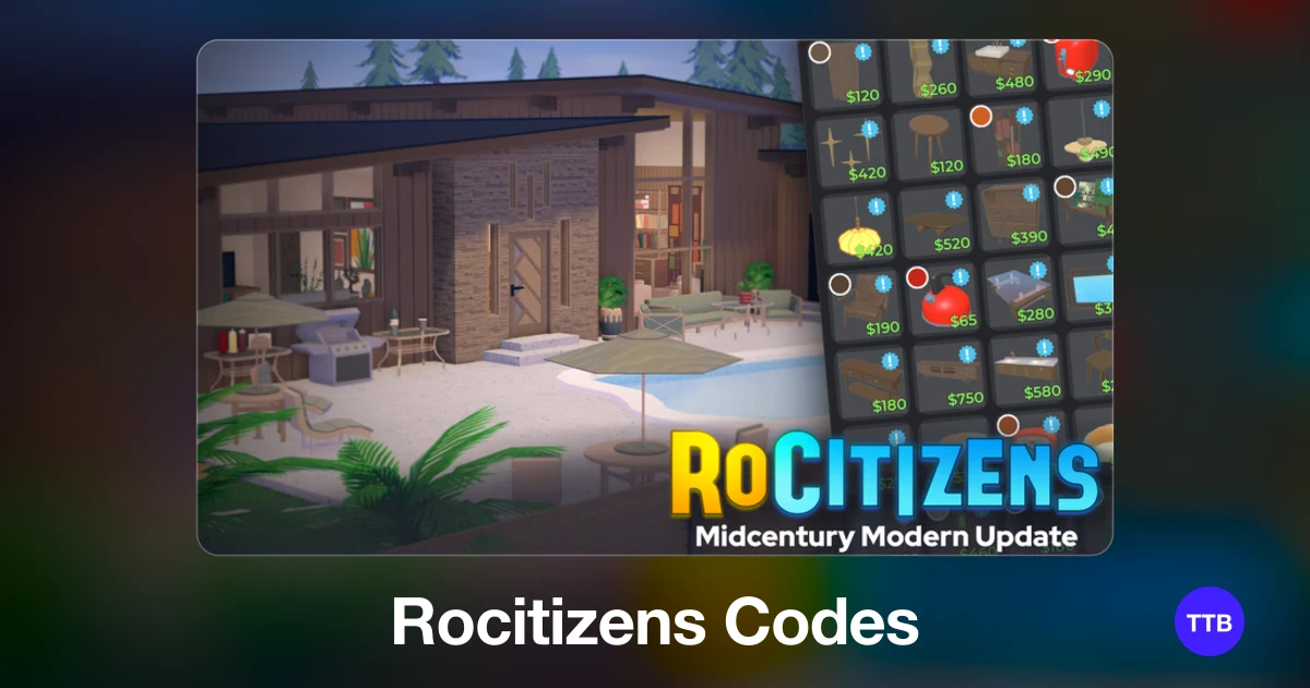 Rocitizens codes cover: the official Roblox game image with the game name