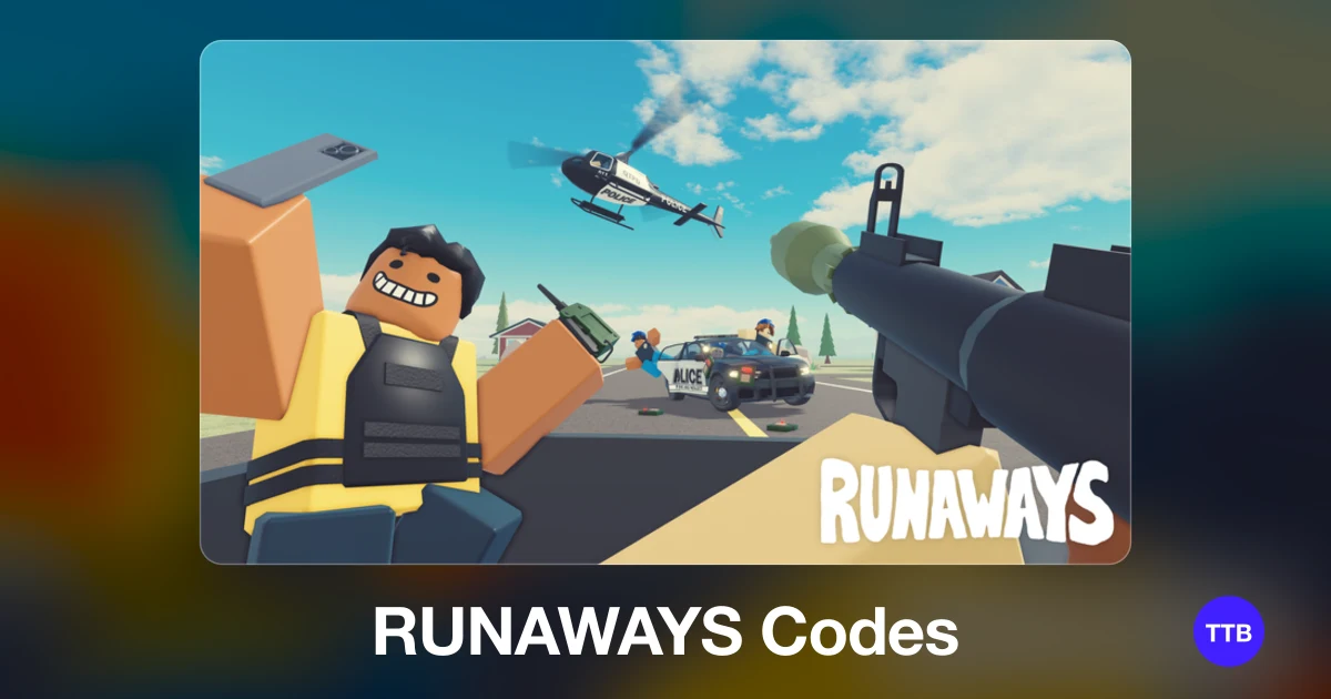 RUNAWAYS codes cover: the official Roblox game image with the game name