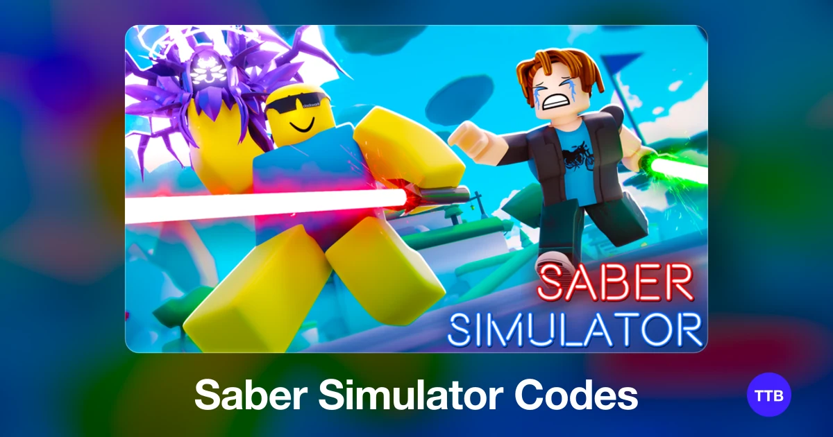 Saber Simulator codes cover: the official Roblox game image with the game name