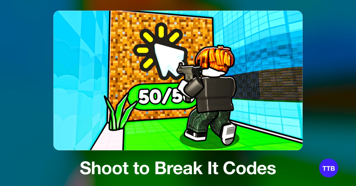 Shoot to Break It codes cover: the official Roblox game image with the game name