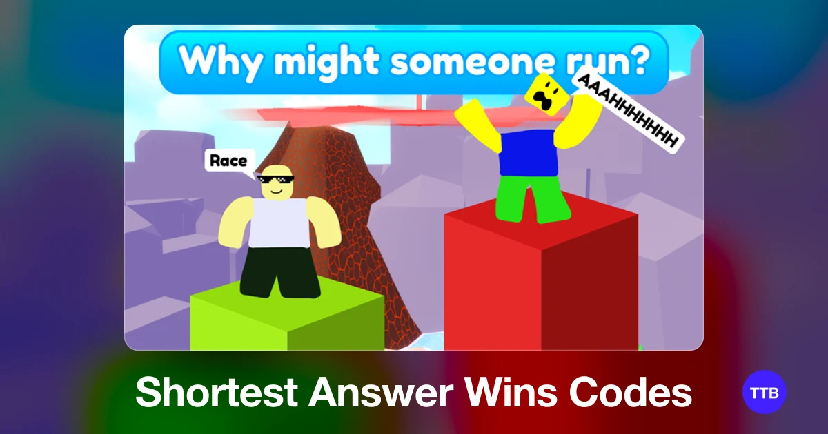 Shortest Answer Wins codes cover: the official Roblox game image with the game name