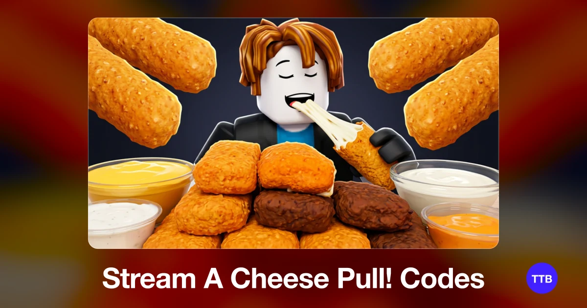 Stream A Cheese Pull! codes cover: the official Roblox game image with the game name